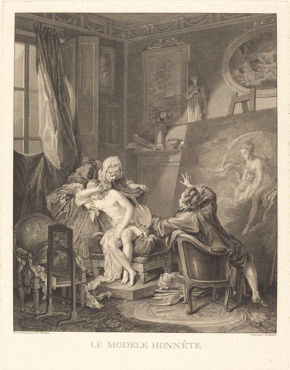 O modelo honesto de Jean Michel Moreau and Jean Baptiste Blaise Simonet after Pierre Antoine Baudouin
