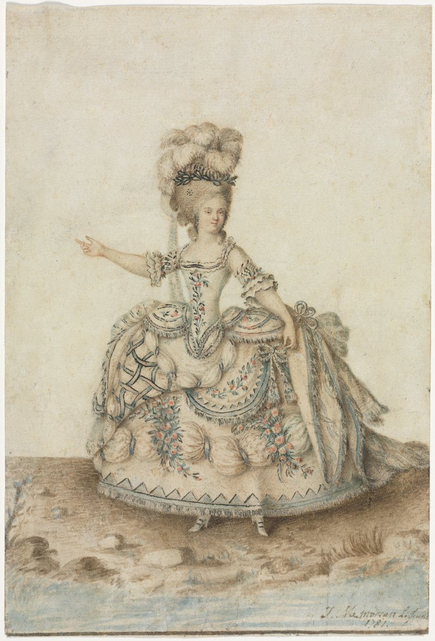 Estudo de figurino para cantor de ópera de Jean Michel Moreau le Jeune