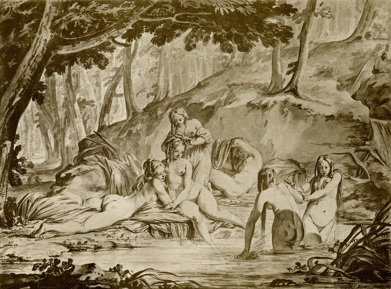 Ninfas de banho de Jean Michel the Younger Moreau