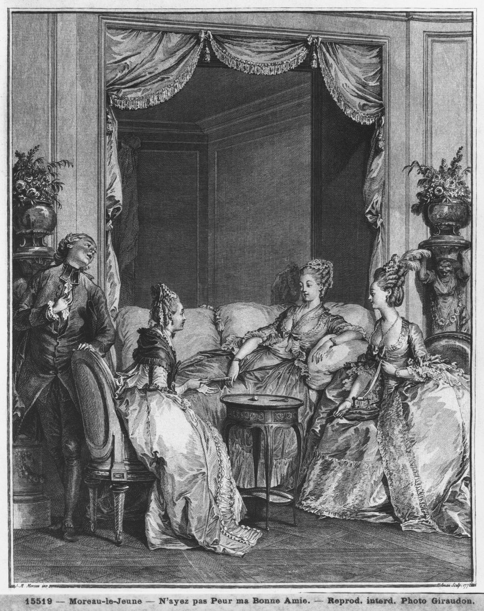 Não tenha medo do meu bom amigo, gravado por Isidore Stanislas Helman (1749-1809) 1776 de Jean Michel the Younger Moreau