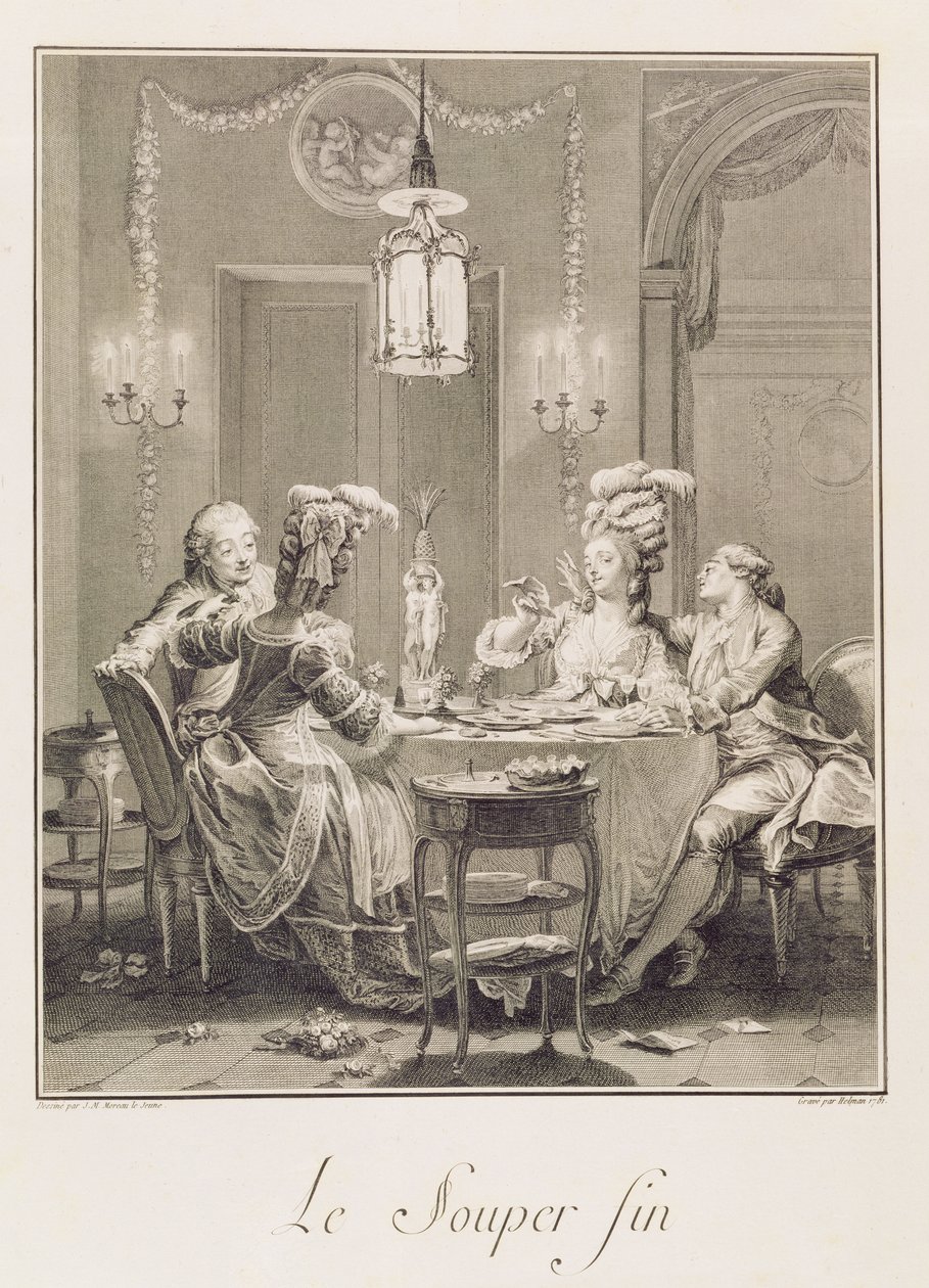 A bela ceia, 1781, gravada por IS Helman (1743-1809) de Jean Michel the Younger Moreau