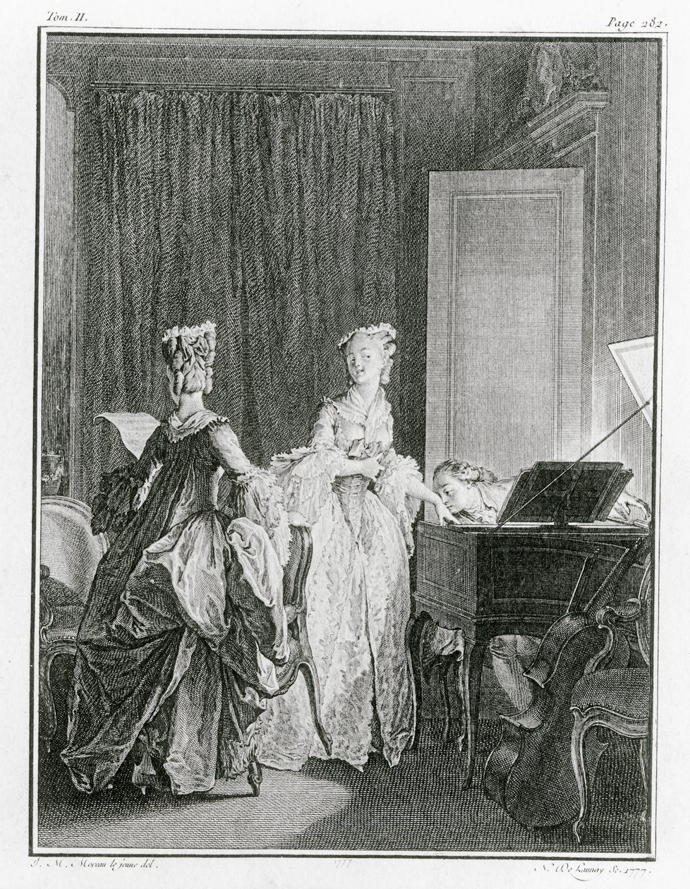O cravo, ilustração de "La Nouvelle-Heloise", de Jean-Jacques Rousseau (1712-1778), gravada por Noel Le Mire (1724-1800) (ver também 208105) de Jean Michel the Younger Moreau