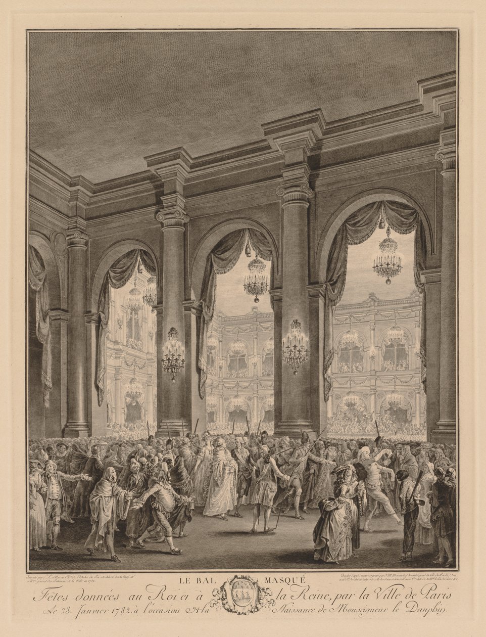 O baile de máscaras dado na Câmara Municipal, em 23 de janeiro de 1782. de Jean Michel the Younger Moreau