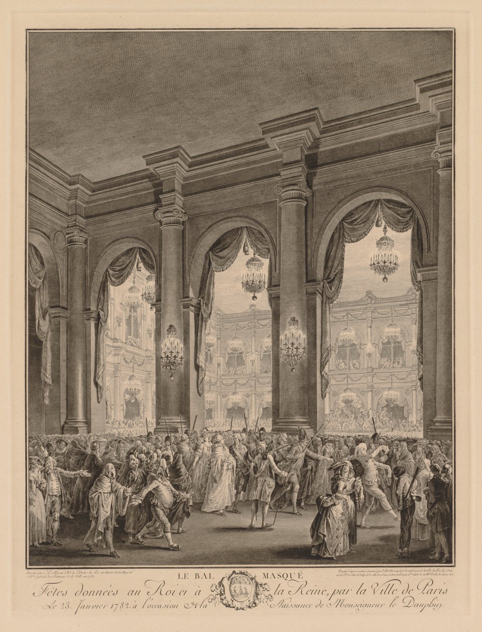 Baile de Máscaras no Hôtel de Ville, 23 de janeiro de 1782 de Jean Michel the Younger Moreau
