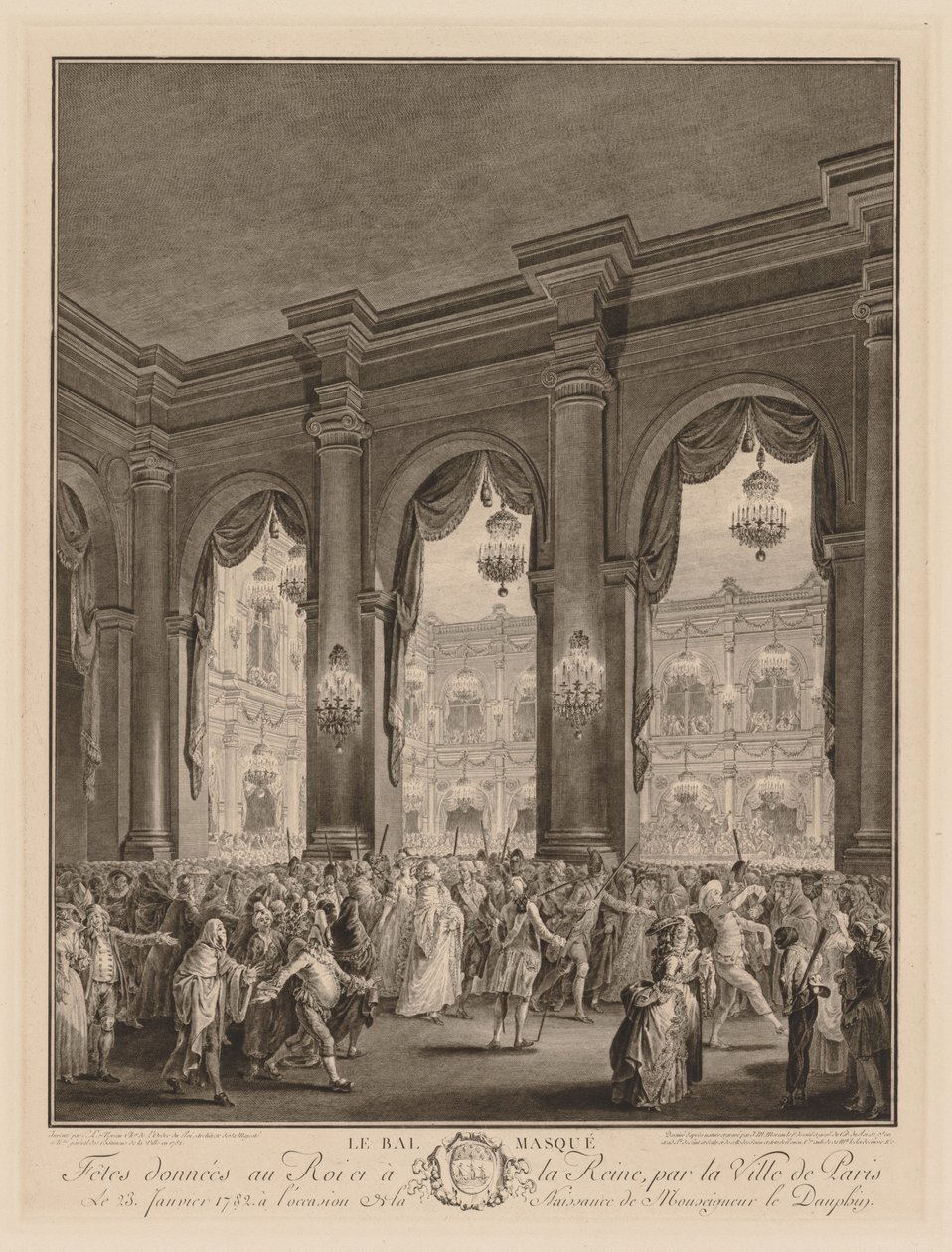A bola mascarada, 1782. de Jean Michel the Younger Moreau