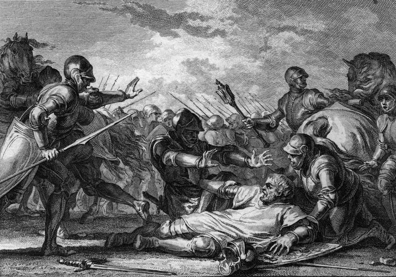 A insurreição de Robert Courteheuse ("Courtecuisse") (1027-1087) contra seu pai, Guilherme, o Conquistador (1027-1087), Duque da Normandia de Jean Michel the Younger Moreau