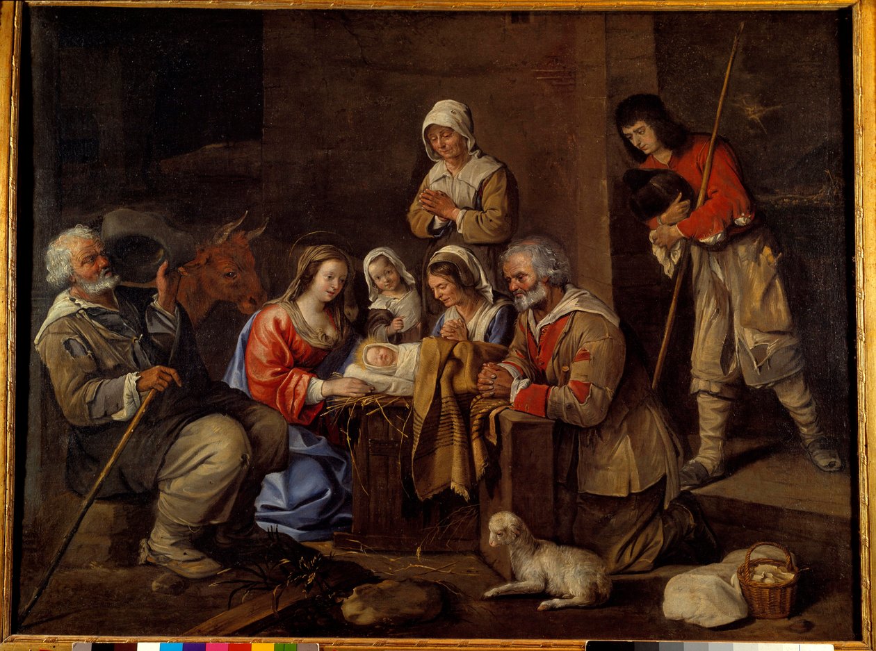 A Adoração dos Pastores Pintura de Jean Michelin (1623-1695) Século XVII. de Jean Michelin