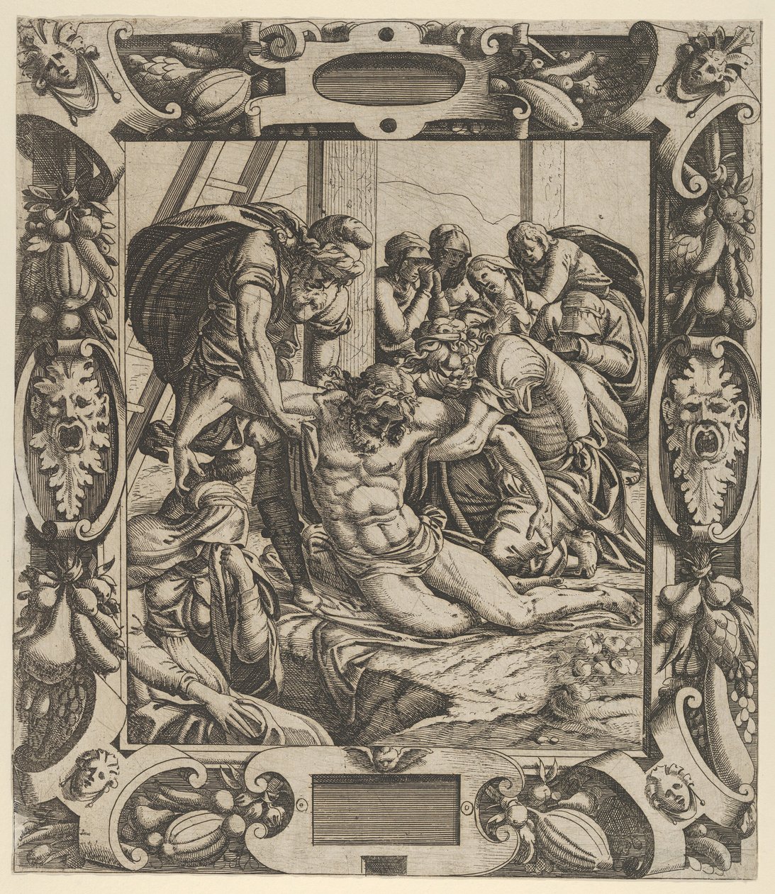 Deposição da Cruz, ca. 1544. de Jean Mignon