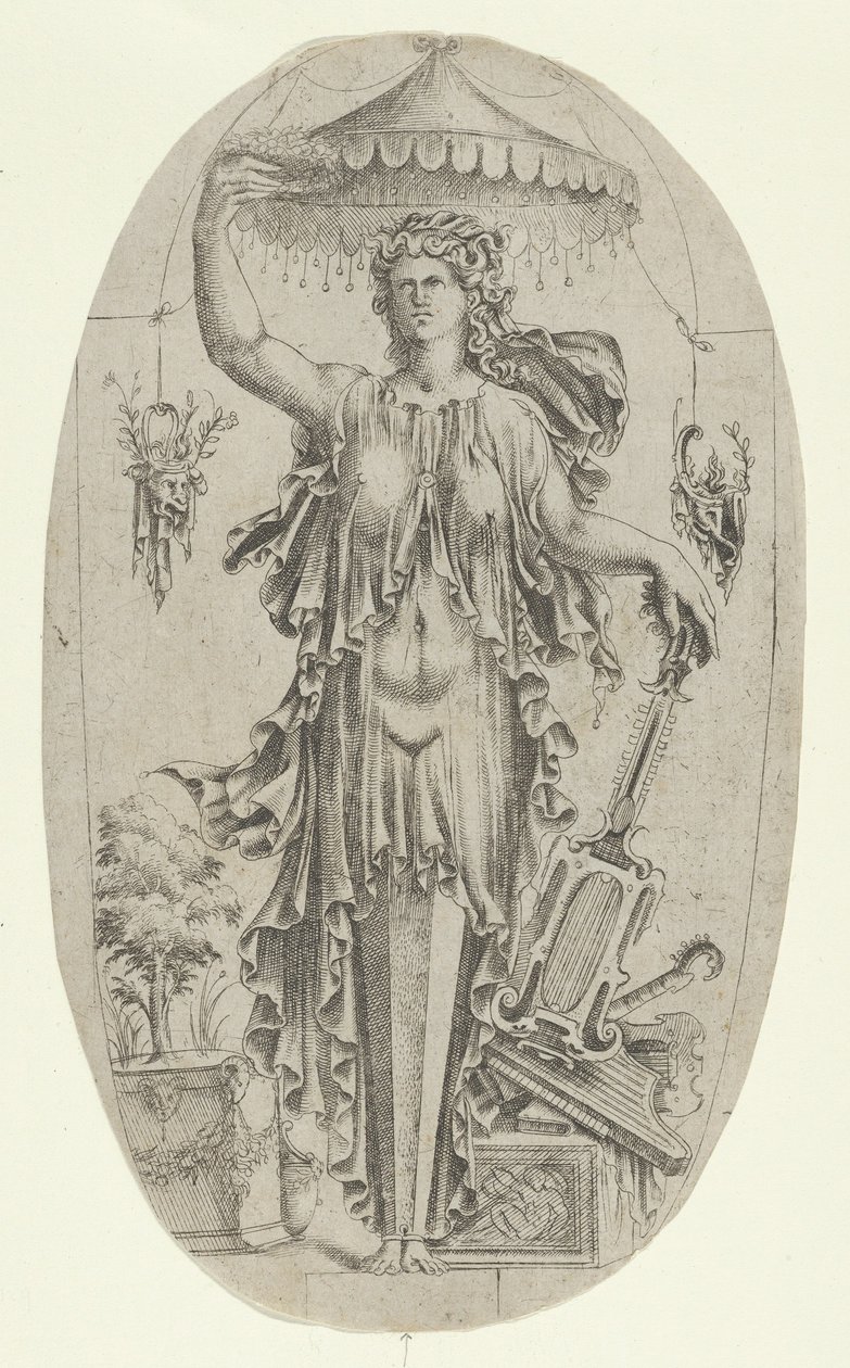 Termo em Forma de Mulher com Instrumento Musical, 1535-55. de Jean Mignon