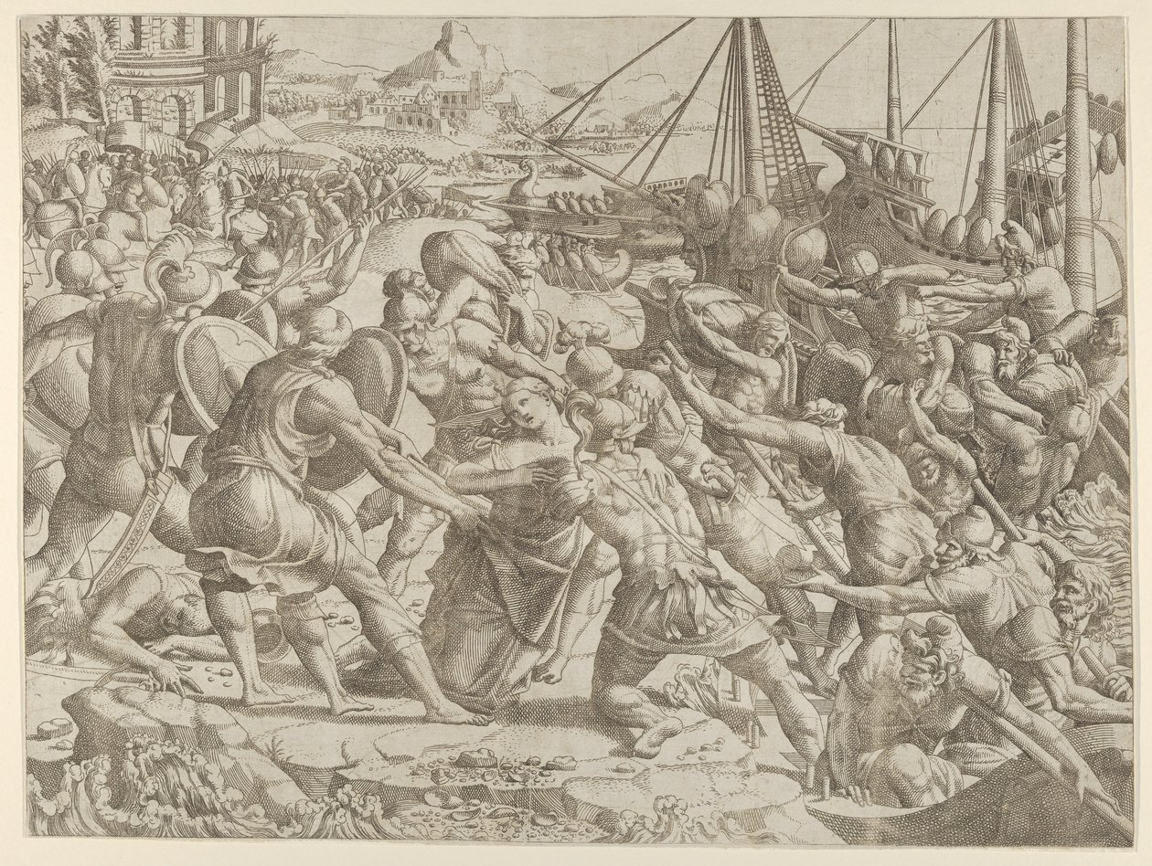 O Rapto de Helena, 1535-55. de Jean Mignon