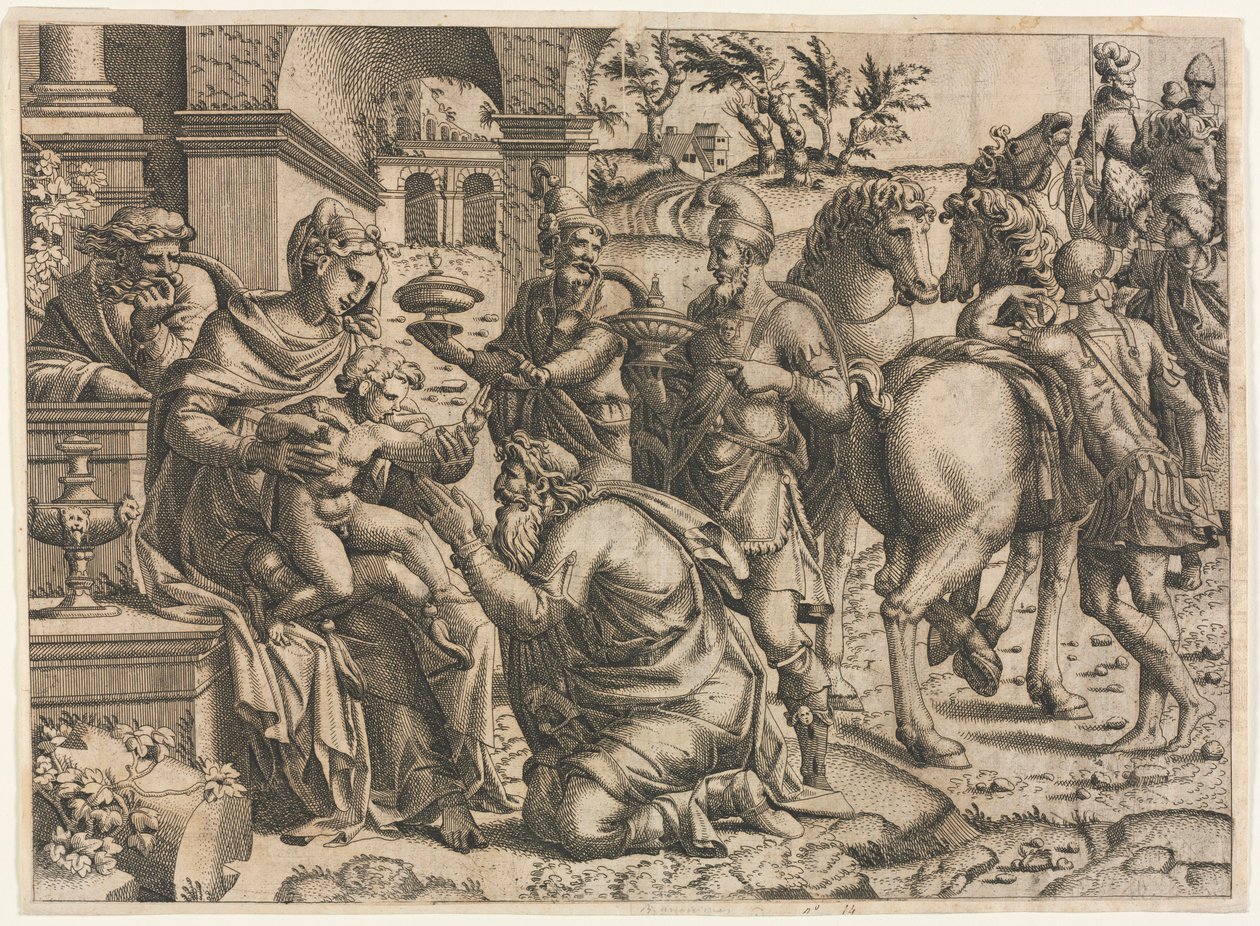 A Adoração dos Magos, c. 1545 de Jean Mignon