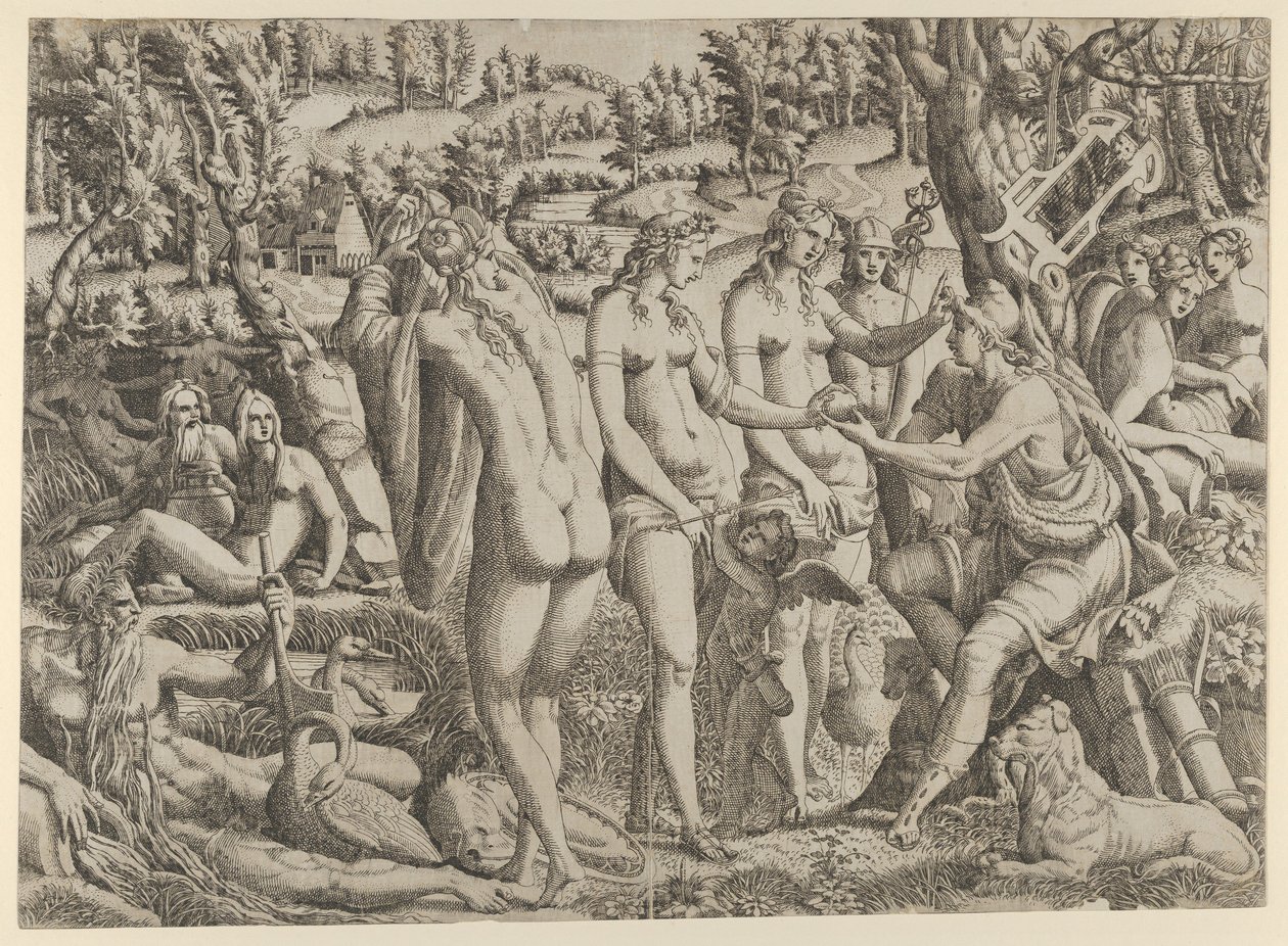 O Julgamento de Paris, 1535-55. de Jean Mignon