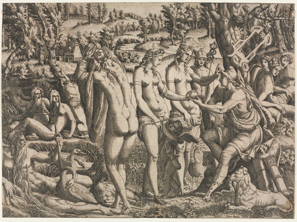O Julgamento de Paris, c. 1545 de Jean Mignon
