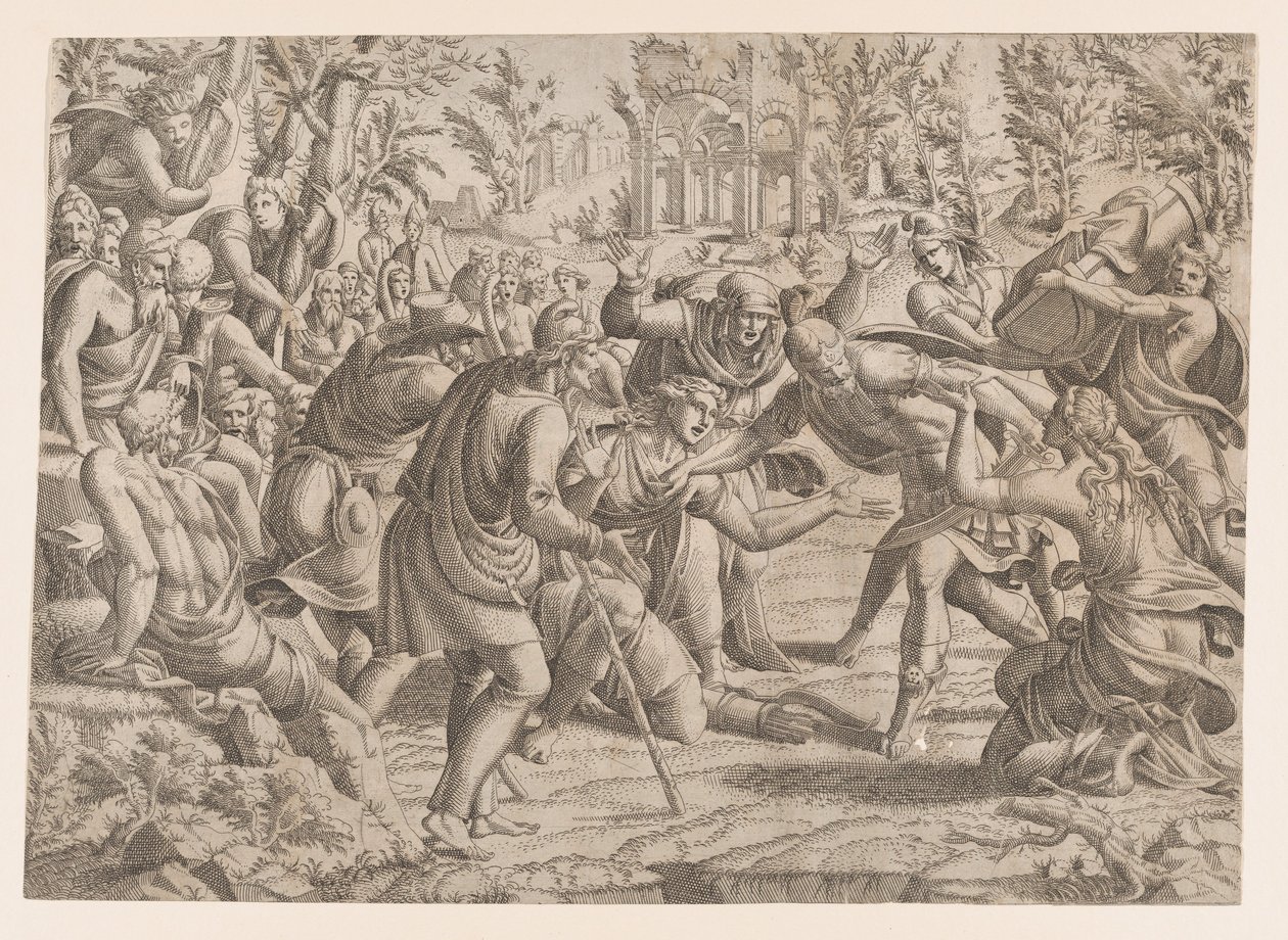 O Traiçoeiro Sinon Trazido ao Acampamento do Troiano pelos Pastores, 1535-55. de Jean Mignon