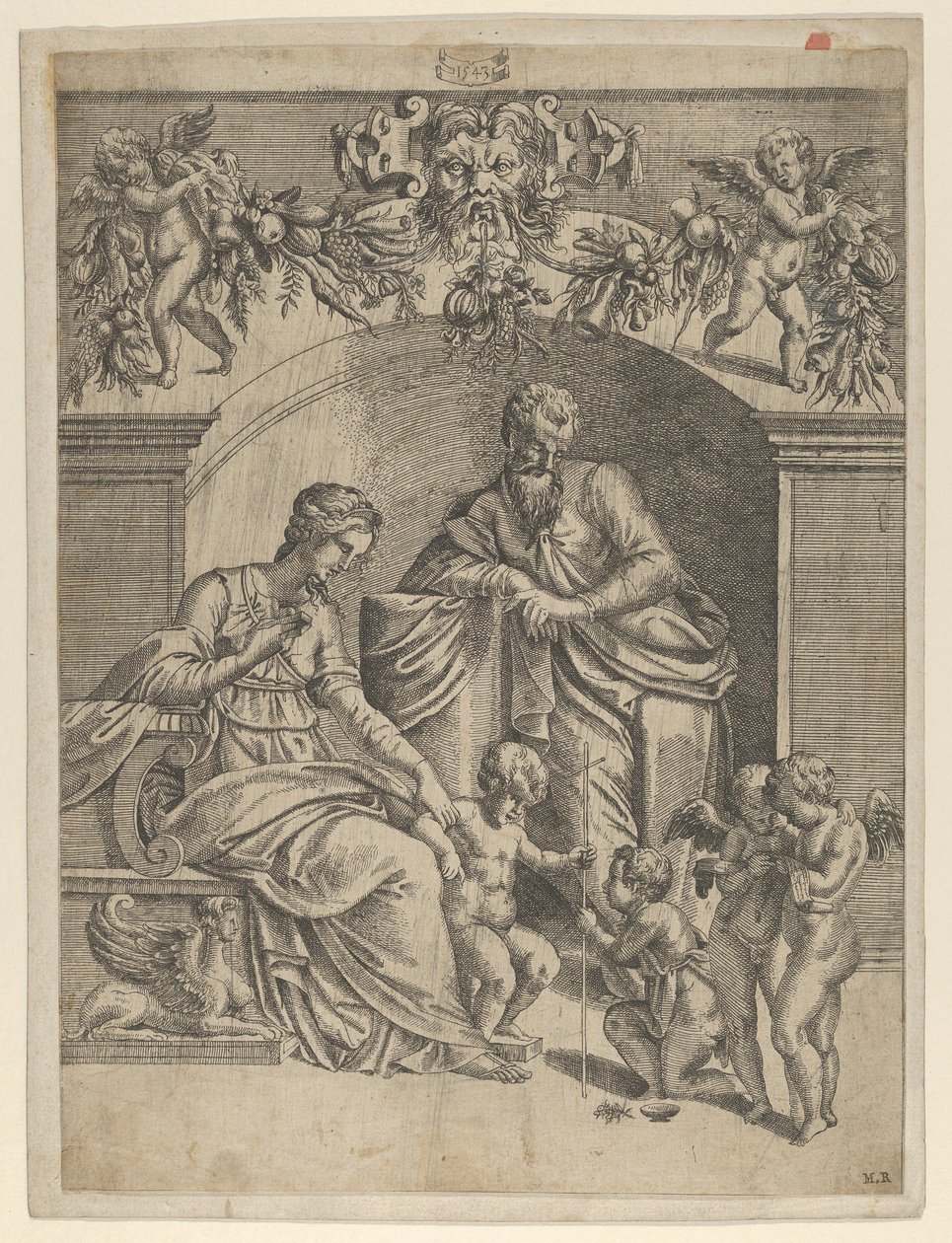 A Virgem com o Menino Jesus adorada por São João, 1543. de Jean Mignon