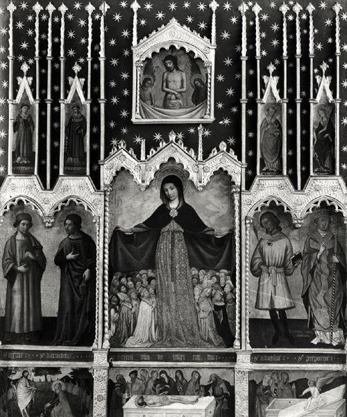 Virgem da Misericórdia, c.1429 (ver também detalhe 167594) (tempera no painel) de Jean Mirailhet