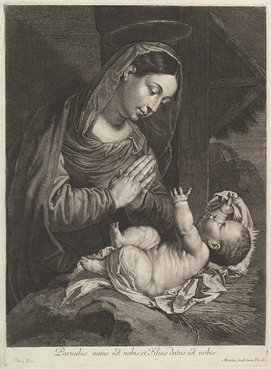 A Virgem adora o Menino Jesus. de Jean Morin