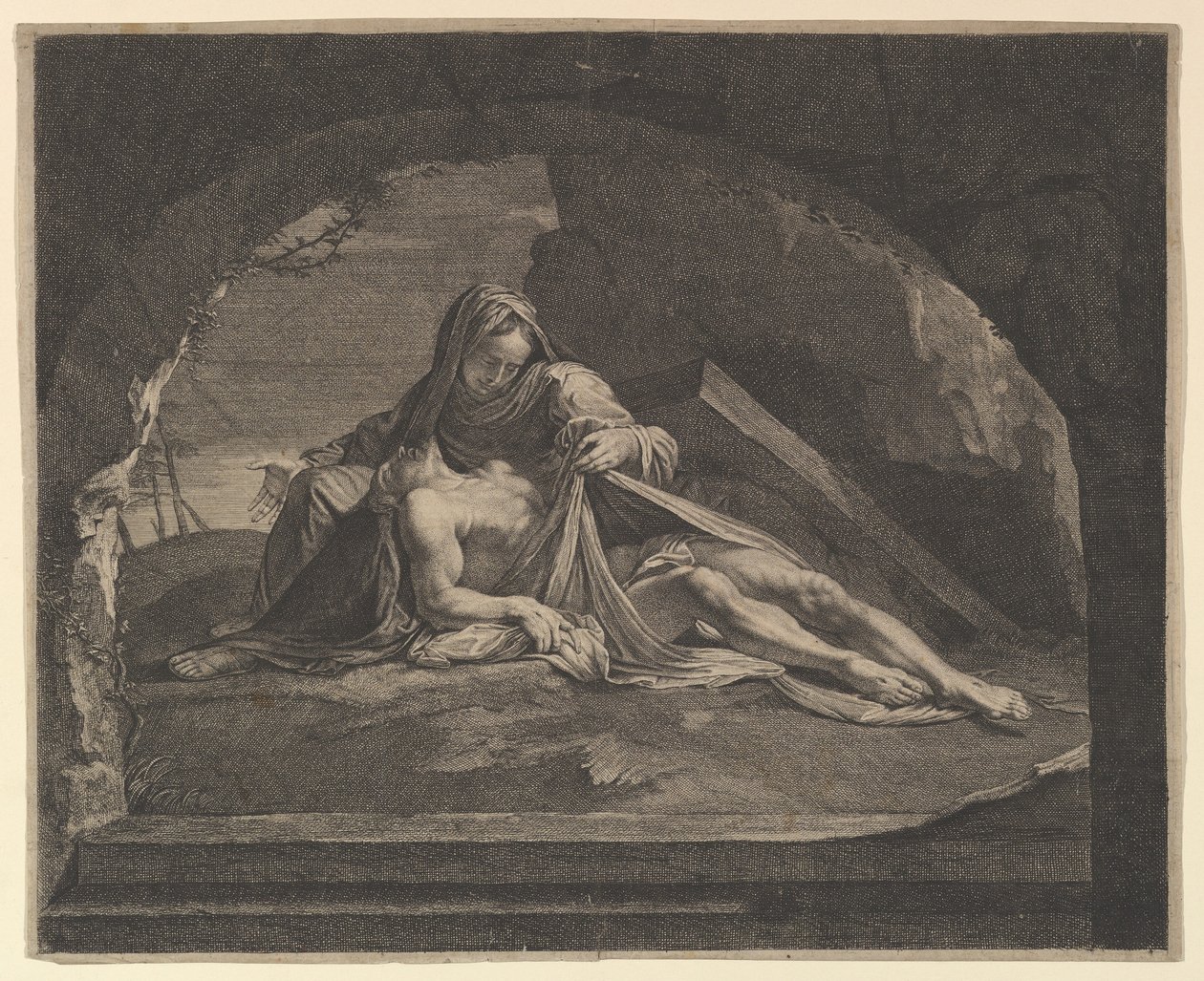 A Virgem no Sepulcro. de Jean Morin