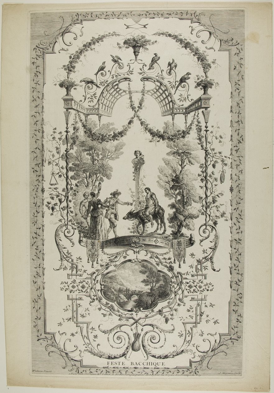 Feste Bacchique, placa 97 de "As obras de Antoine Watteau de Jean Moyreau