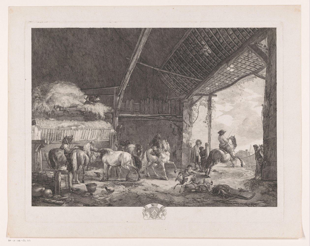 Números e cavalos nos estábulos dos correios
Os Correios
Impressões após pinturas de Philips Wouwerman (título da série)
Oeuvres de Ph.pe Wouwermans Hollandois (título da série) de Jean Moyreau