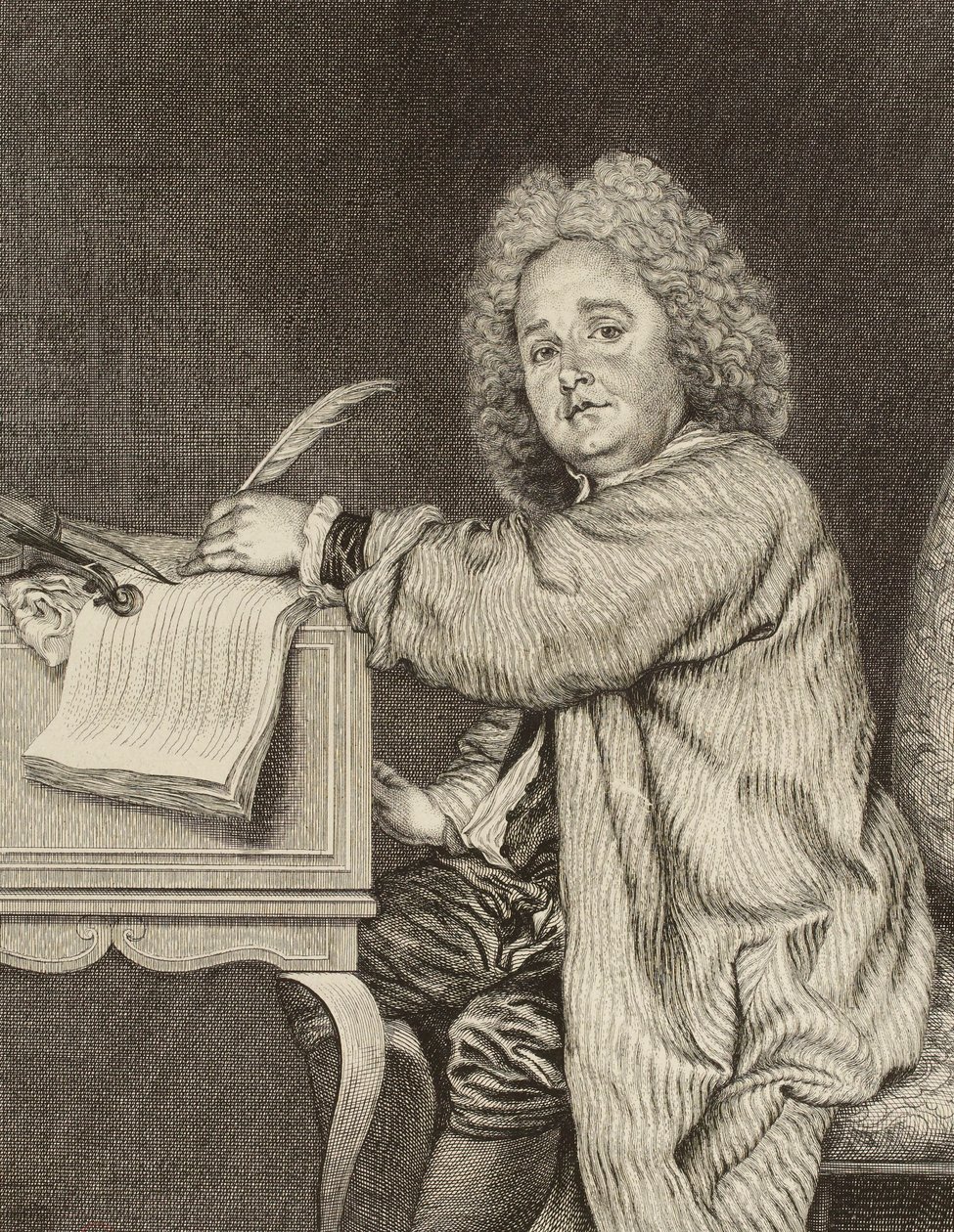 Retrato do compositor Jean-Féry Rebel 1666-1747, depois de 1718. de Jean Moyreau