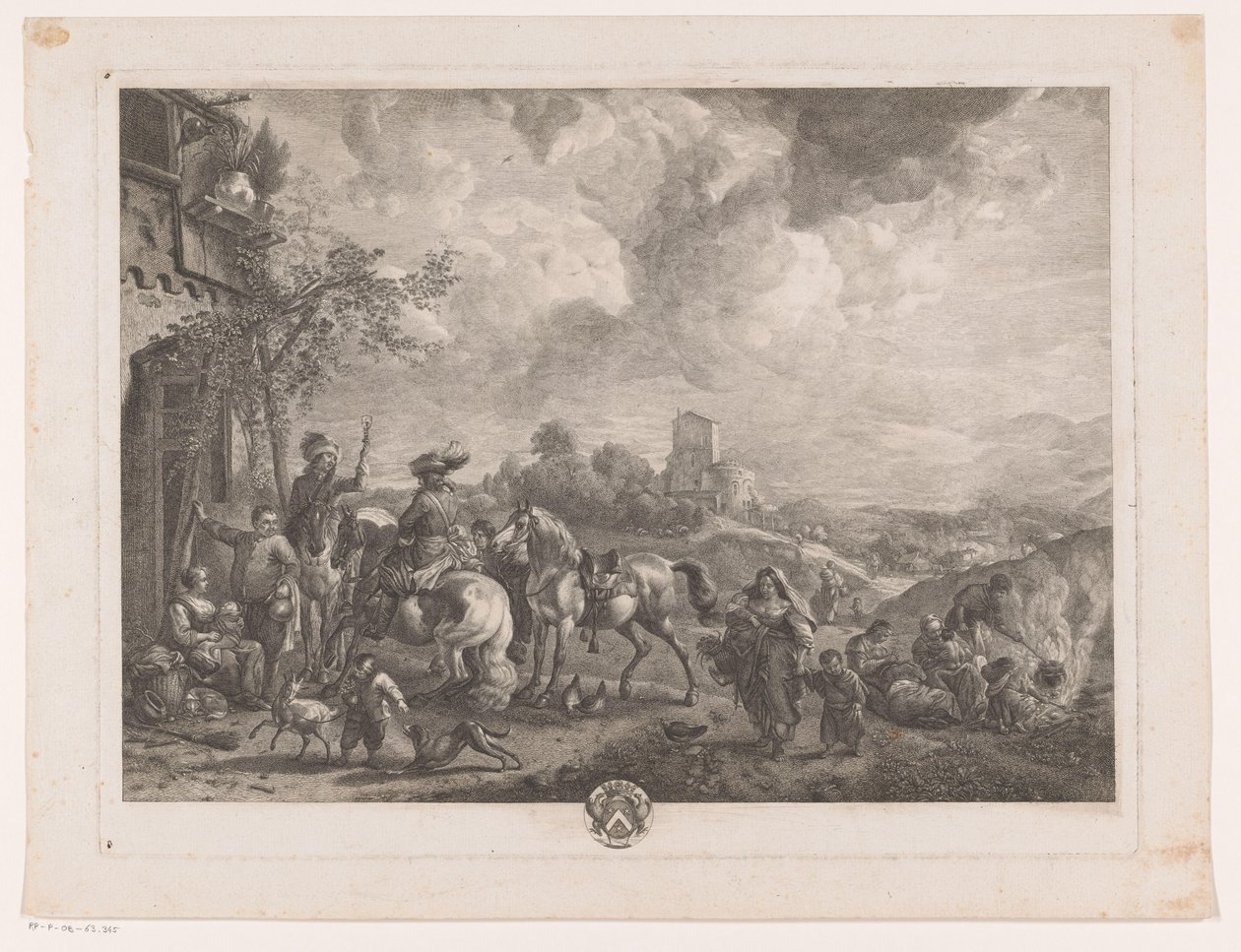Viajantes para uma estalagem
Os boémios
Impressões após pinturas de Philips Wouwerman (título da série)
Oeuvres de Ph.pe Wouwermans Hollandois (título da série) de Jean Moyreau