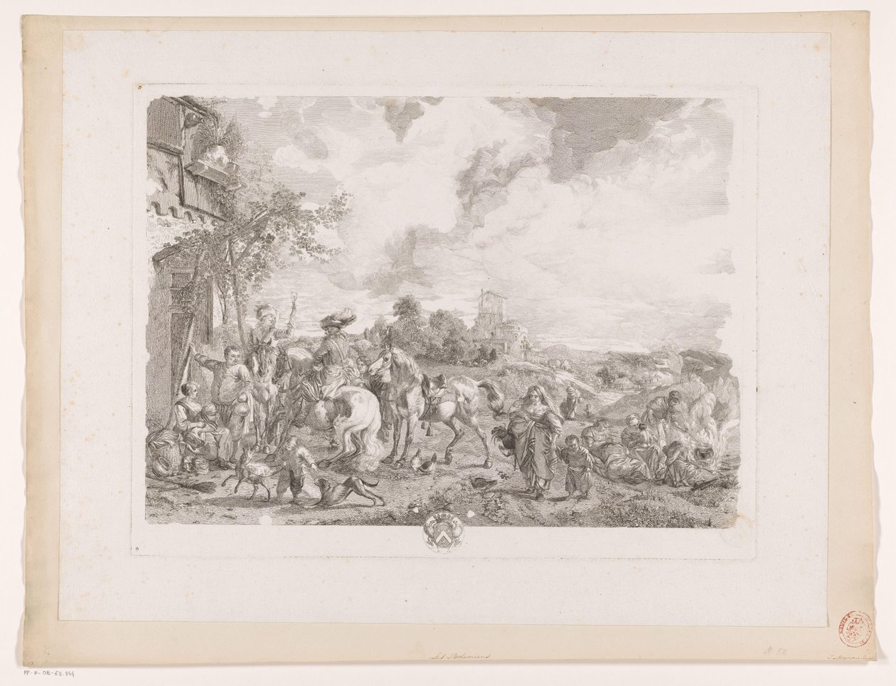Viajantes para uma estalagem
Os boémios
Impressões após pinturas de Philips Wouwerman (título da série)
Oeuvres de Ph.pe Wouwermans Hollandois (título da série) de Jean Moyreau