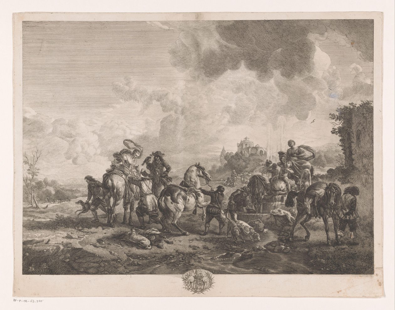 Festa de caça em repouso perto de uma fonte
La Fontaine de Venus
Impressões após pinturas de Philips Wouwerman (título da série)
Oeuvres de Ph.pe Wouwermans Hollandois (título da série) de Jean Moyreau