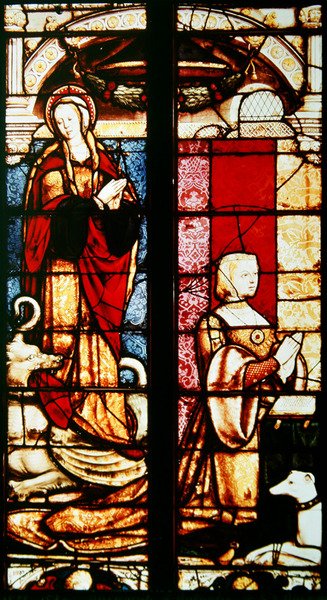 Retrato do doador, Margaret da Áustria e seu santo padroeiro, St. Margaret, 1527-29 de Jean Orquois Antoine Noisin