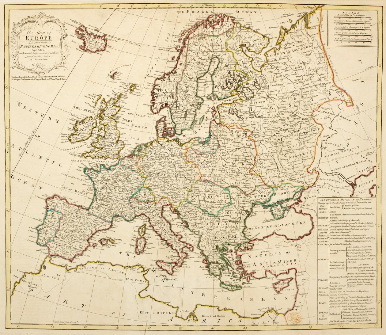 Um mapa da Europa, dividido nos seus Impérios e Reinos, de J. Palairet com várias melhorias e adições de D