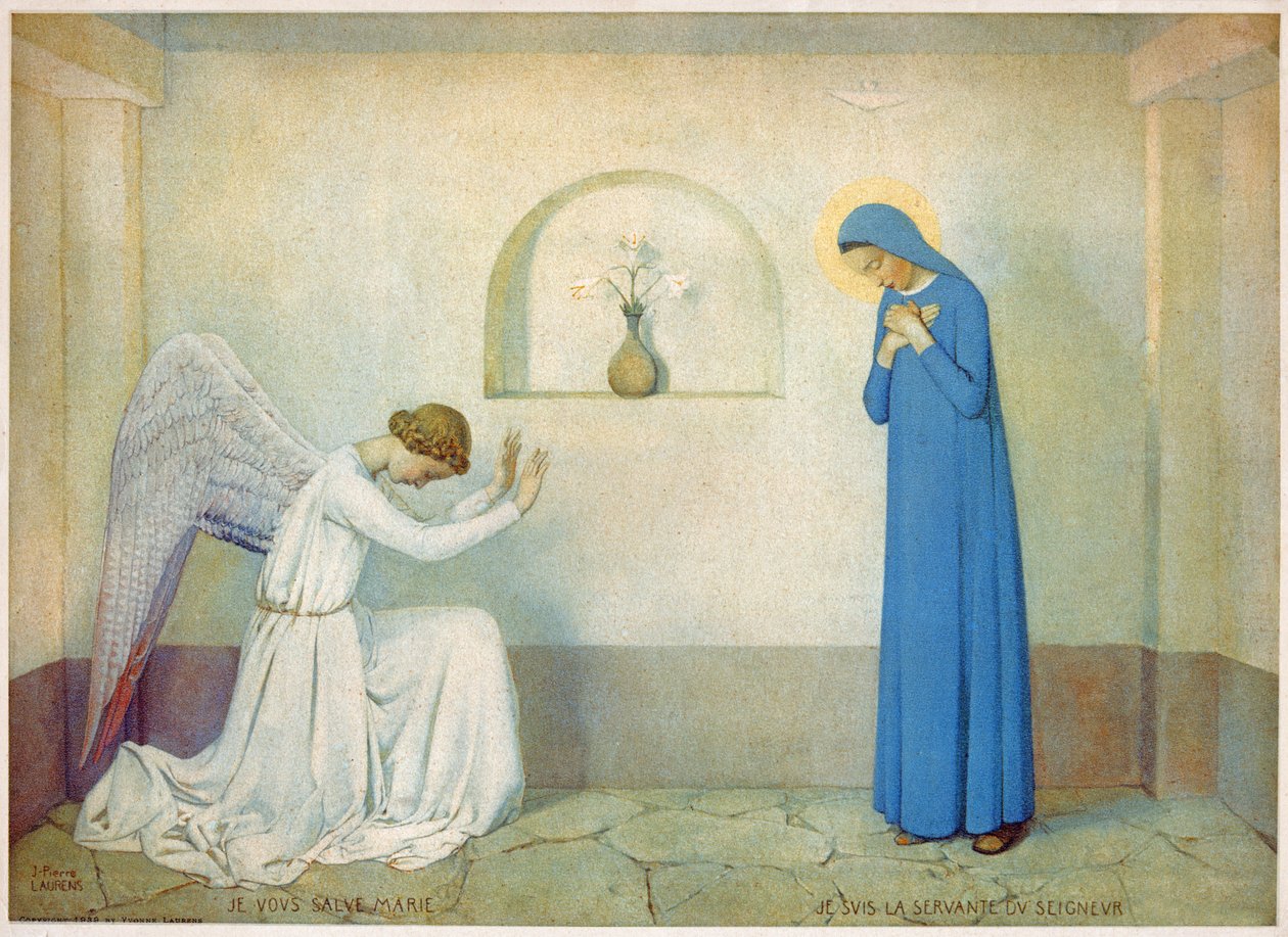 Anunciação à Virgem. por volta de 1920 (ilustração) de Jean Paul Laurens