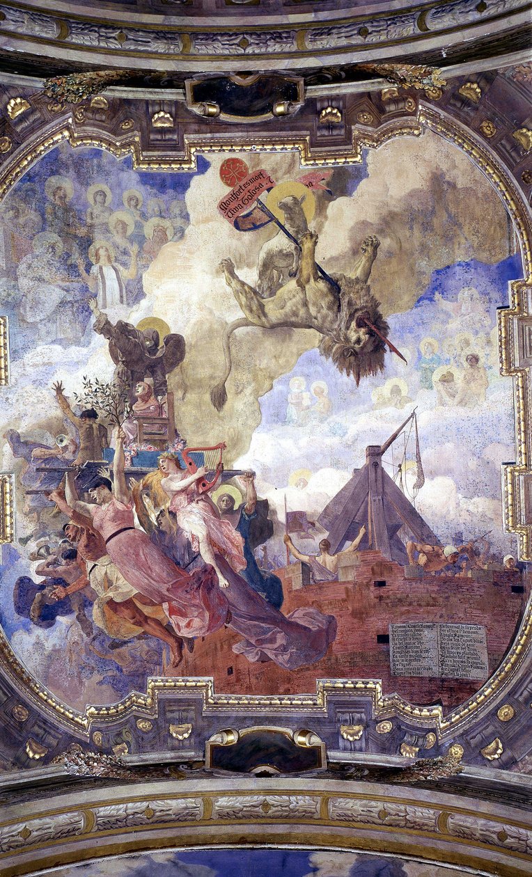 Tecto da Câmara Municipal de Toulouse: Alegoria da morte de Simon de Montfort por Jean Paul Laurens de Jean Paul Laurens