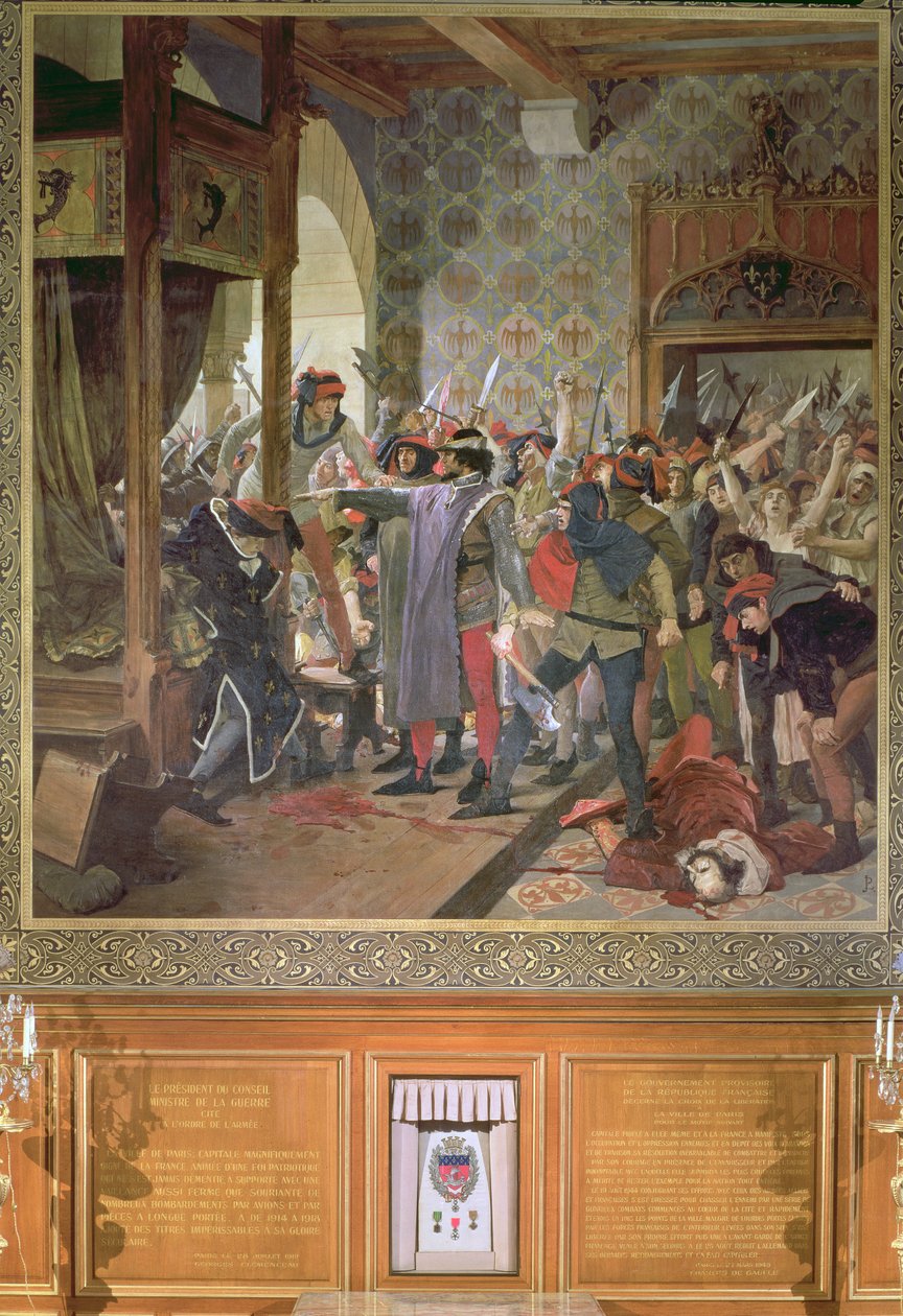 Etienne Marcel (d.1358) protegendo o Dauphin da Máfia em 1358 de Jean Paul Laurens