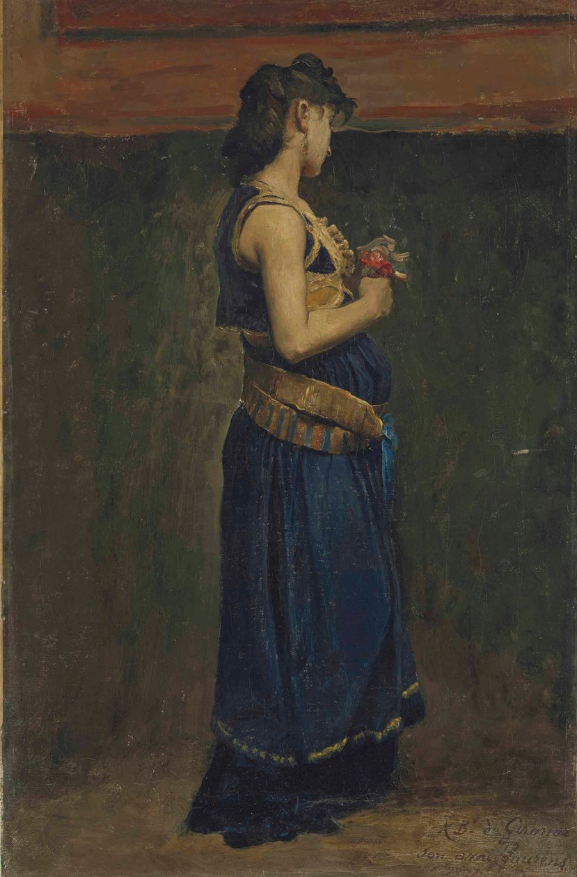 Jean-Paul Laurens - Estudo de uma mulher merovíngia de corpo inteiro de Jean Paul Laurens