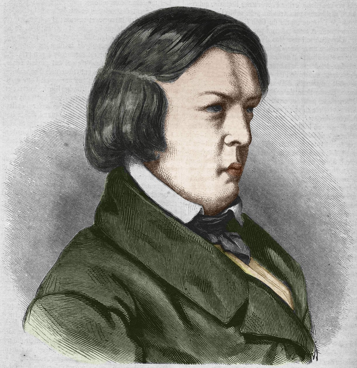 Robert Schumann, compositor alemão. Desenho de J.B. Laurens. de Jean Paul Laurens