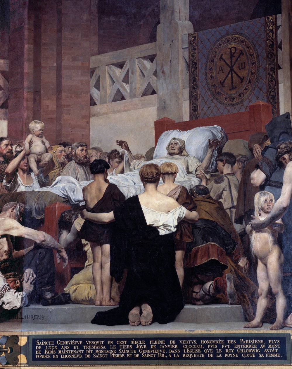 A Morte de Santa Geneviève, Padroeira da Cidade de Paris Pintura Mural de Jean Paul Laurens (1838-1921) Paris, Pantheon de Jean Paul Laurens