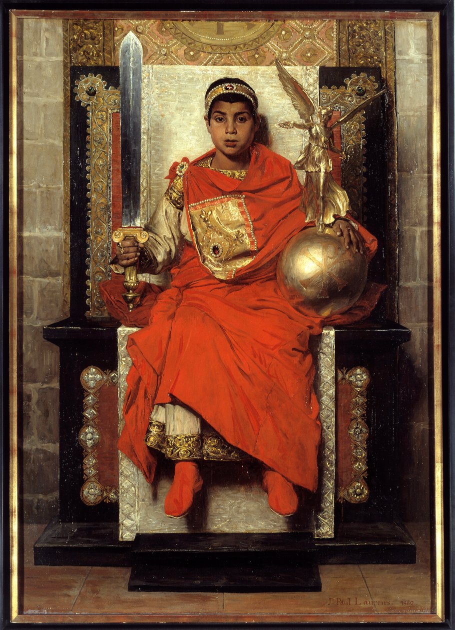 O Baixo Império: Flavius Honorius (384-423). Pintura do primeiro imperador do Ocidente (395-423), criança. Pintura de Jean Paul Laurens (1838-1921) de Jean Paul Laurens