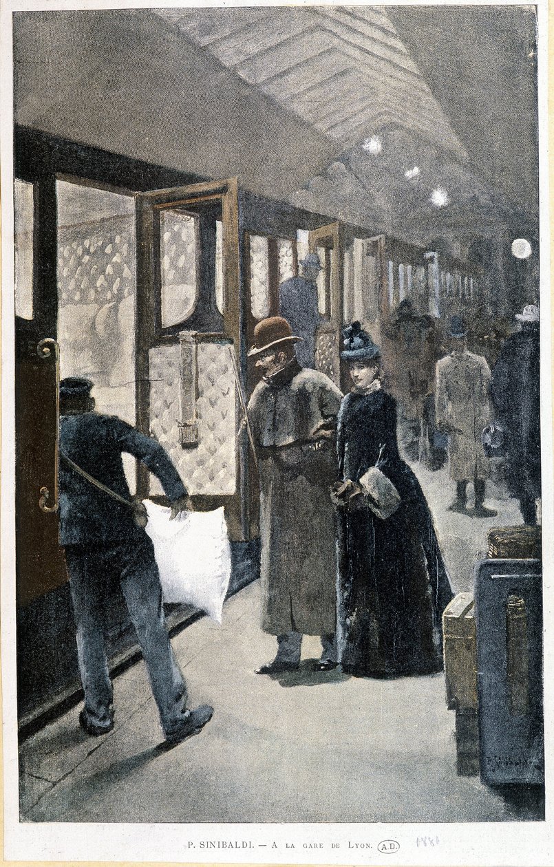 Partida para o comboio da noite na Gare de Lyon - desenho de Sinibaldi de Jean Paul Sinibaldi