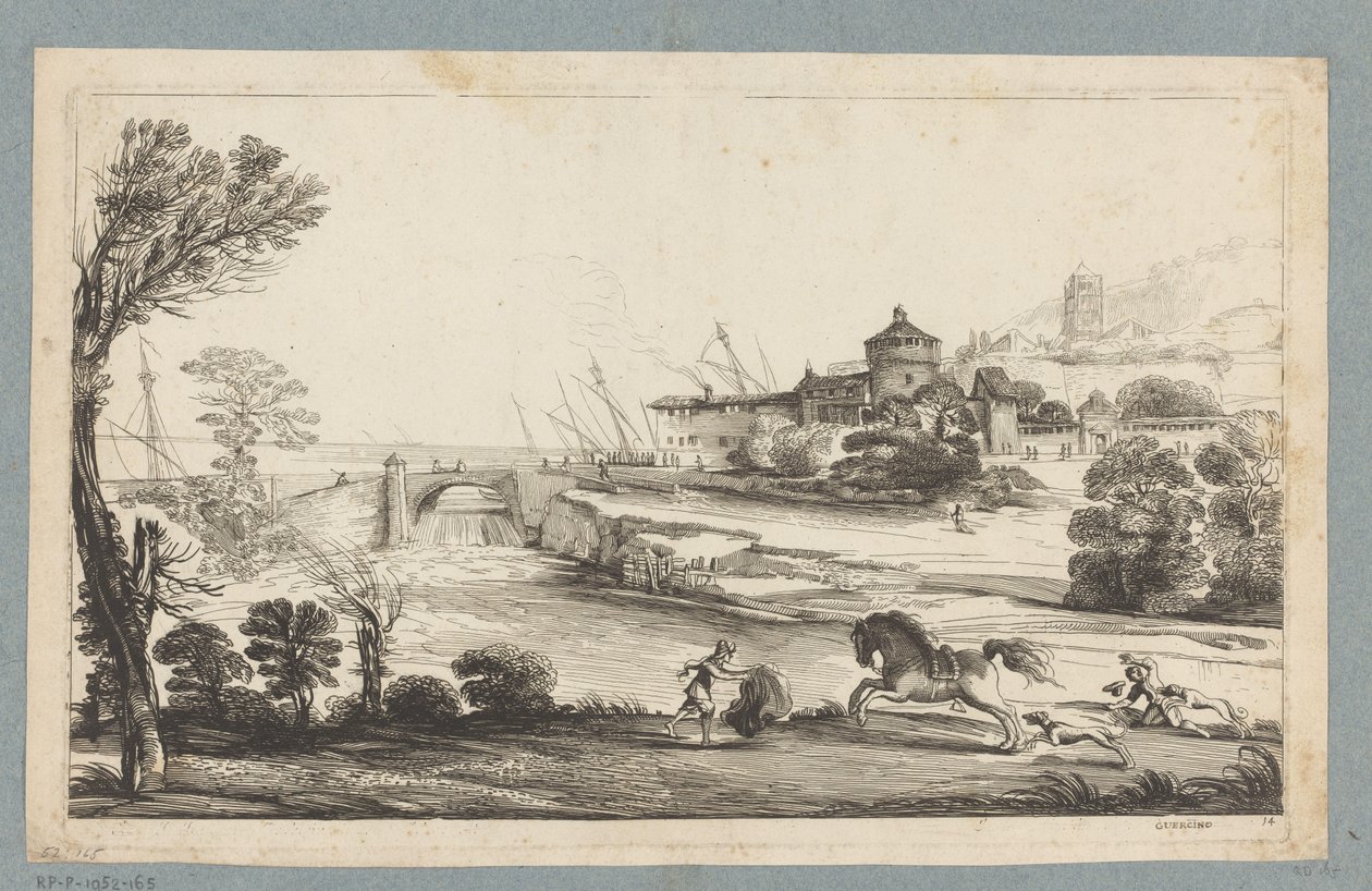 Paisagem com cavaleiro caído
Impressões após desenhos do gabinete Jabach (título da série) de Jean Pesne