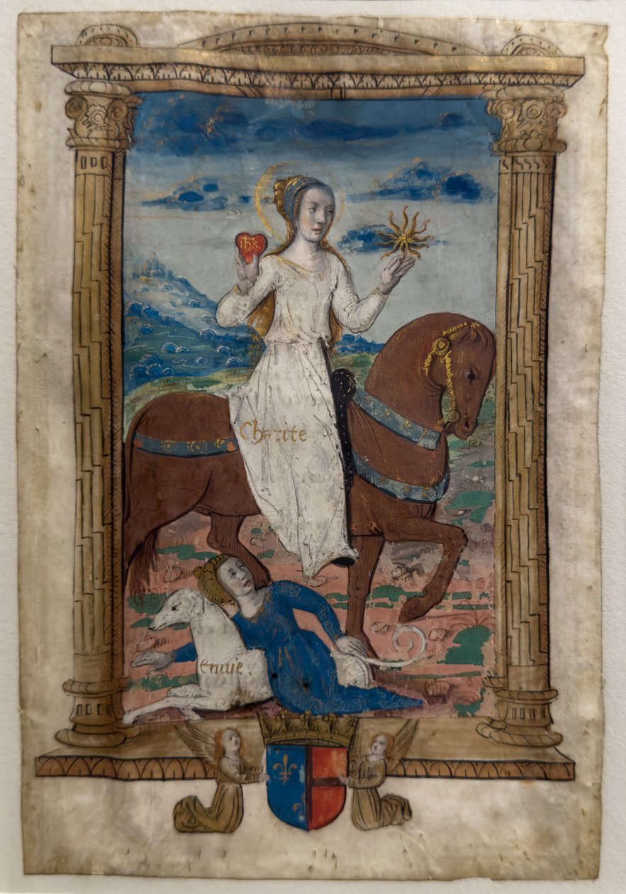 Caridade e inveja. Les rondeaux des vertus, depois de 1515 (Pintado e iluminado em pergaminho) de Jean Pichore