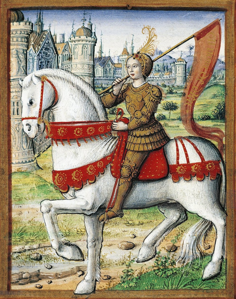 Miniatura que adorna Les vies des femmes célèbres de Antoine Dufour, ms. 17, fólio 76 verso, Nantes, Musée Dobrée, 1504-1506. de Jean Pichore