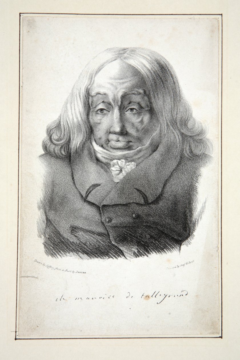Retrato de Talleyrand, 79 anos de idade, pub.1835 (gravura) de Jean Pierre (after) Dantan