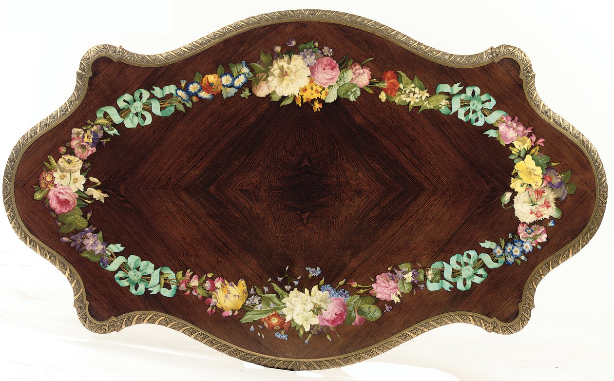 Mesa central Napoleão III, c.1856 (pau-rosa e esmalte) (ver também 476434 e 476436) de Jean Pierre Alexandre Tahan