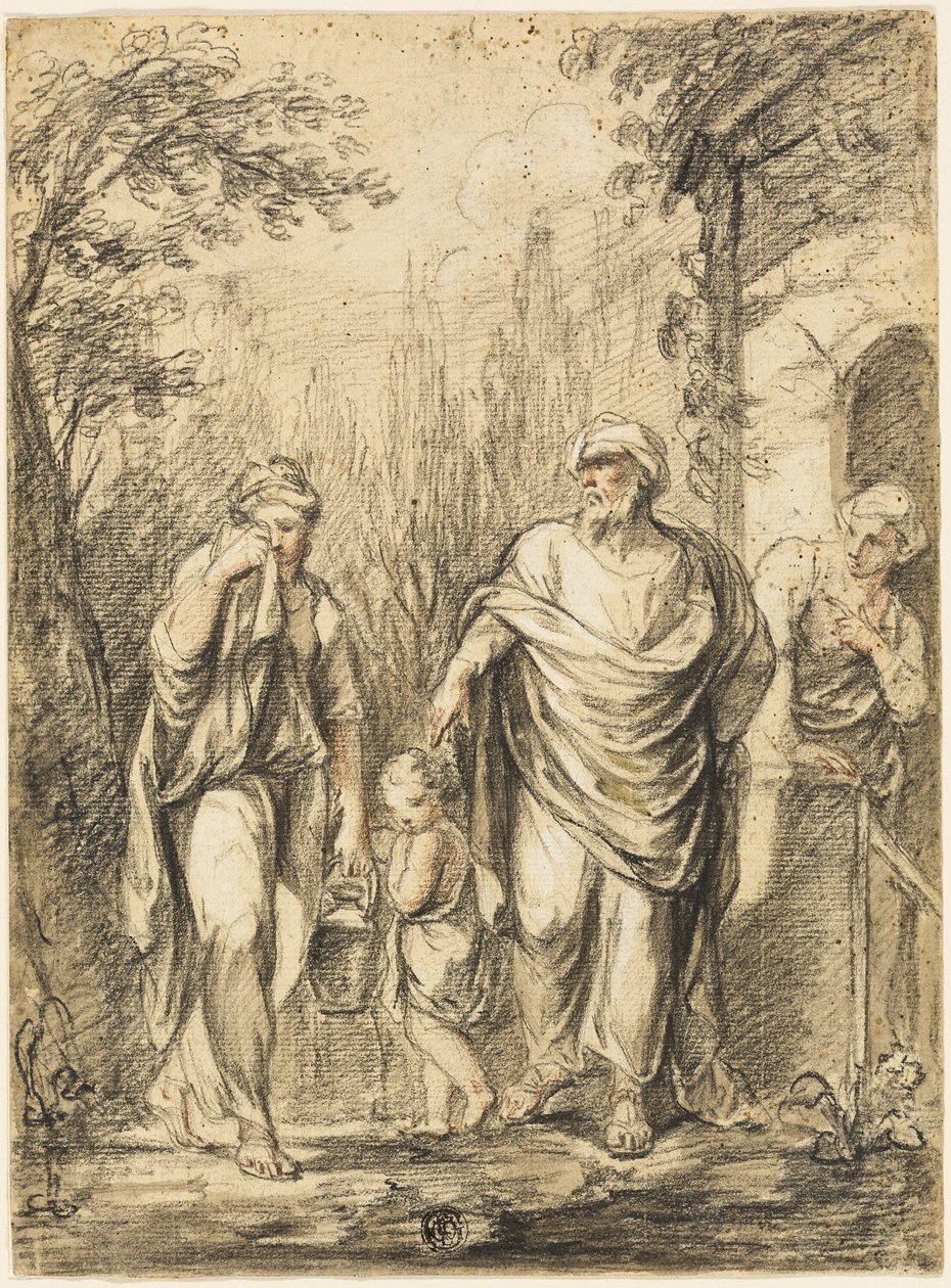 Abraão expulsando Agar e Ismael de Jean Pierre Antoine Tassaert