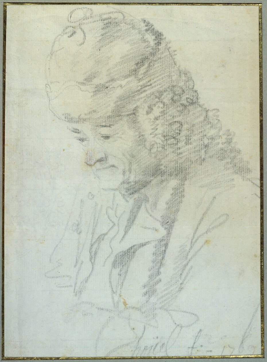 Voltaire (1694-1778) na velhice, 1769 (crayon no papel) de Jean Pierre Houel