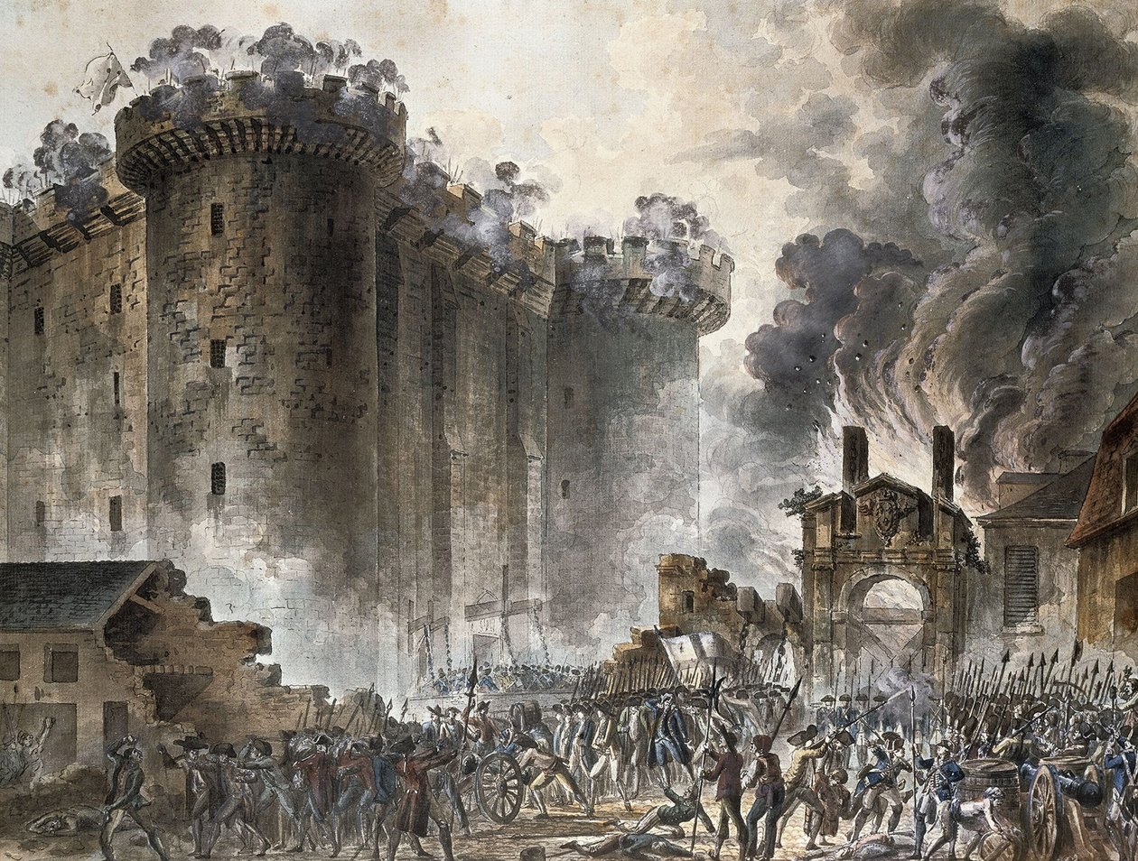 A Tomada da Bastilha em 14 de julho de 1789, c. 1789 de Jean Pierre Laurent Houel