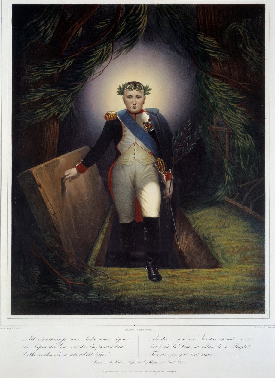 Retrato no pé de Napoleão I (1769 - 1821) de sua tumba. Jean Jacques Werner (1791-1849) e Jean Pierre Marie Jazet (1788-1871) de Jean Pierre Marie Jazet