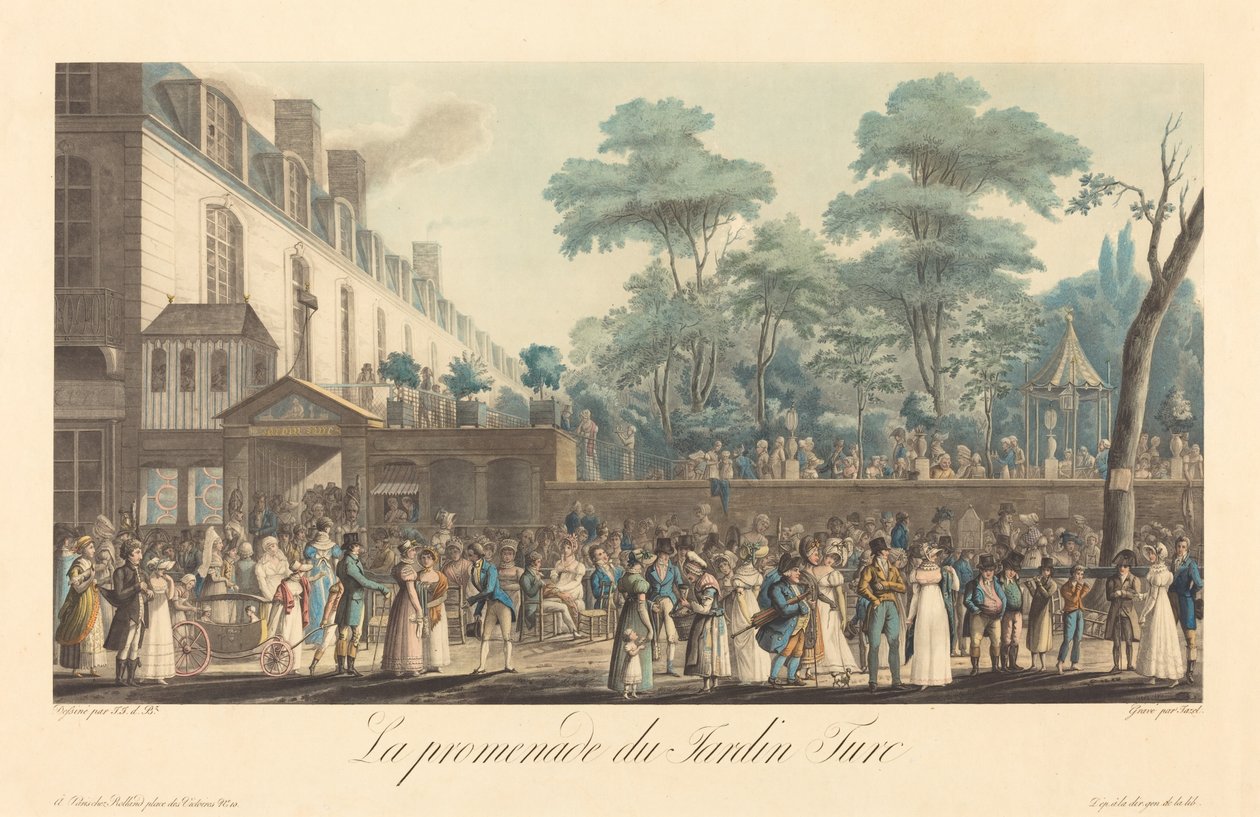 A caminhada no jardim turco de Jean Pierre Marie Jazet after Jean Joseph Bastier de Bez
