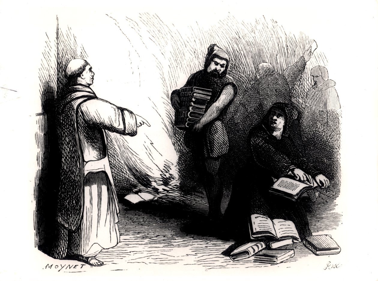 Auto da Fé de Livros em Roma, encomendado pela Comissão do Índice, de "O Segredo de Roma e XIXe siècle", de Eugene Briffault, Paris, 1874 de Jean Pierre Moynet