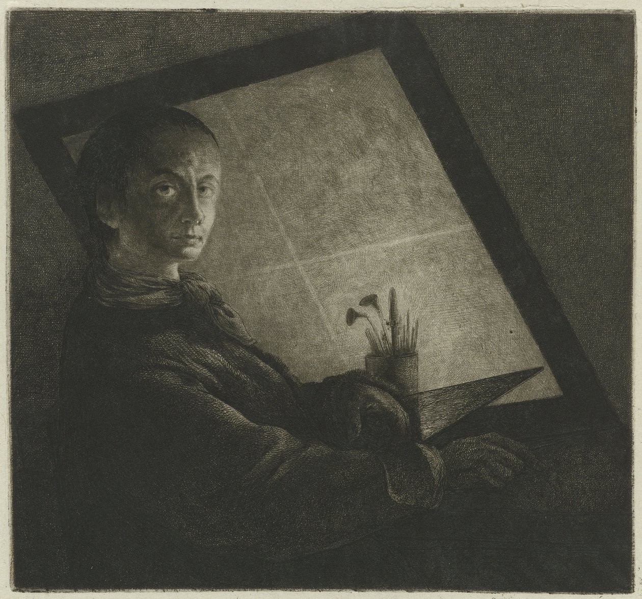 Auto-retrato como gravador de Jean Pierre Norblin de La Gourdaine
